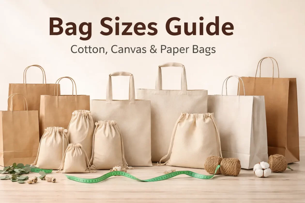 Bag sizes guide for cotton, canvas and paper bags