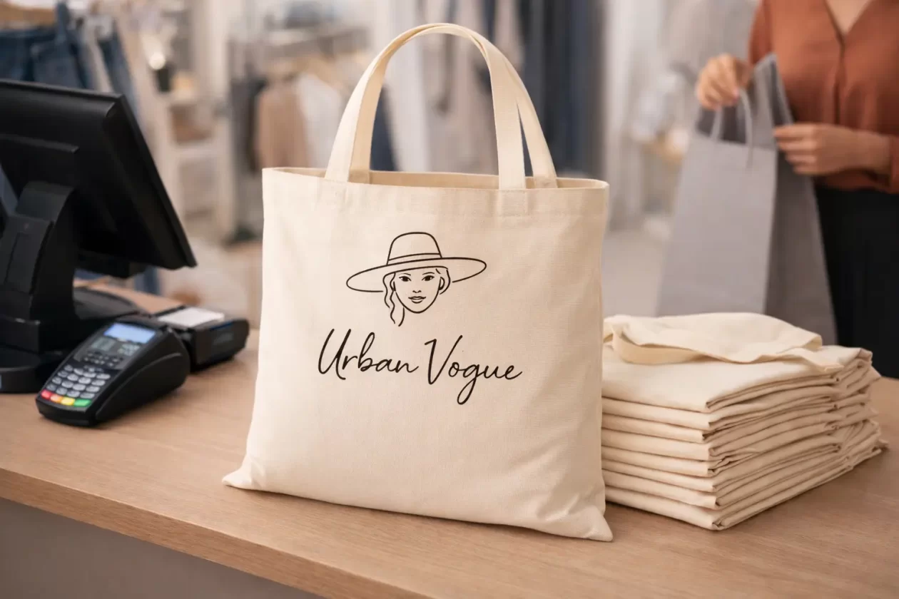 Otto Tote Bag with logo at counter