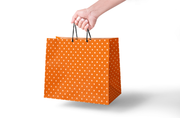 Paper Gift Bag Orange Polka