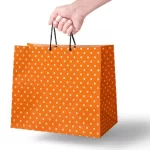Paper Gift Bag Orange Polka