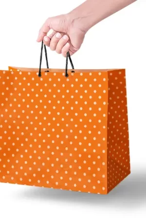 Paper Gift Bag Orange Polka
