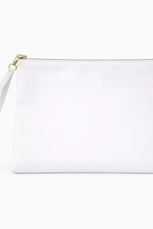 White Canvas Pouch with Zipper