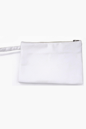 White Canvas Pouch with Zipper